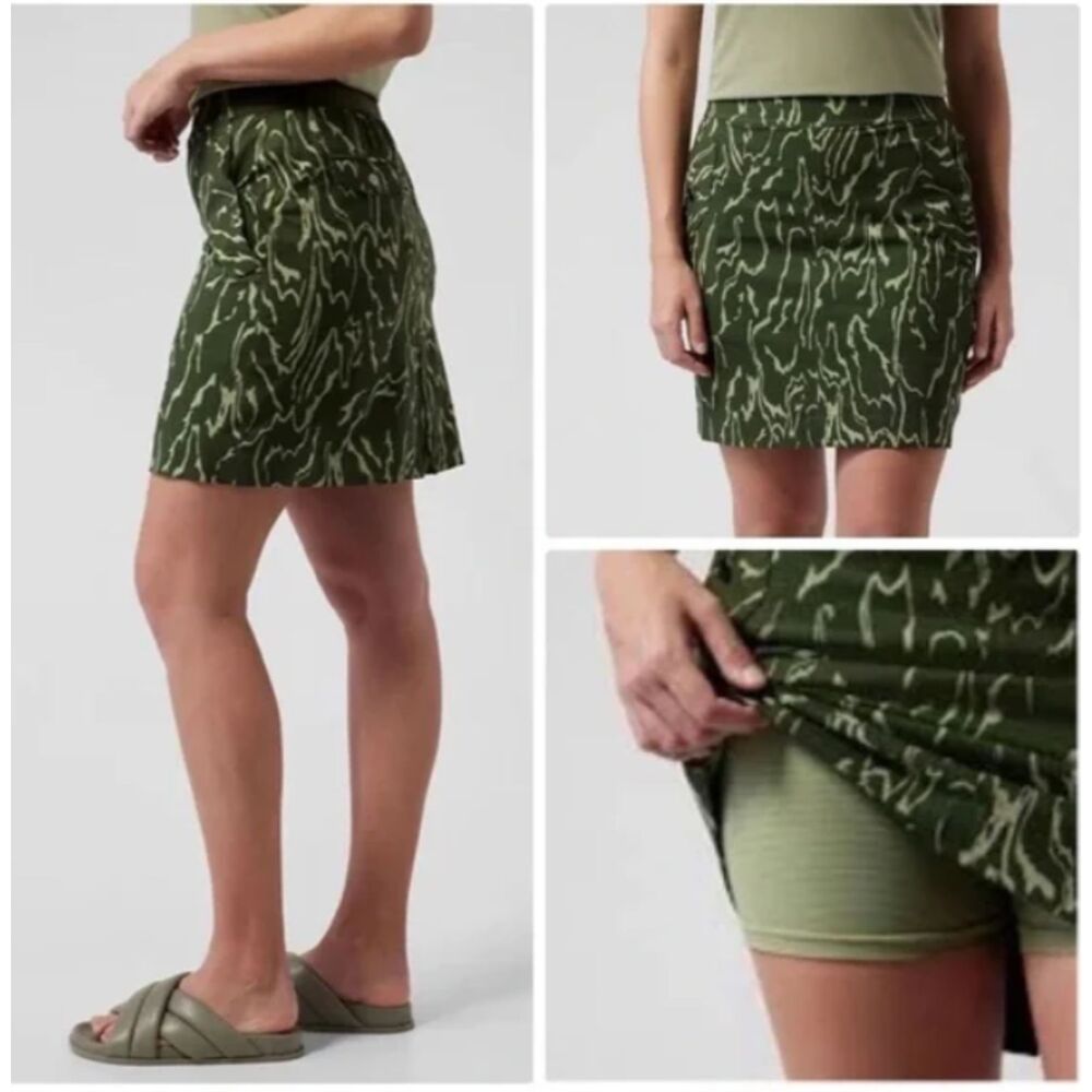 Athleta Vienna Cargo Skort UPF 50+ Olive Eucalyptus Quick Dry Built-In Shorts 12